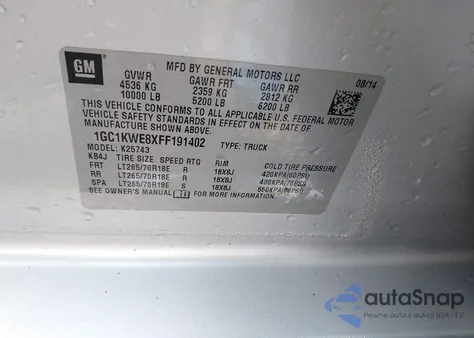 2015 Chevrolet Silverado K2500 Heavy Duty Ltz из США, поврежденный, VIN 1GC1KWE8XFF191402